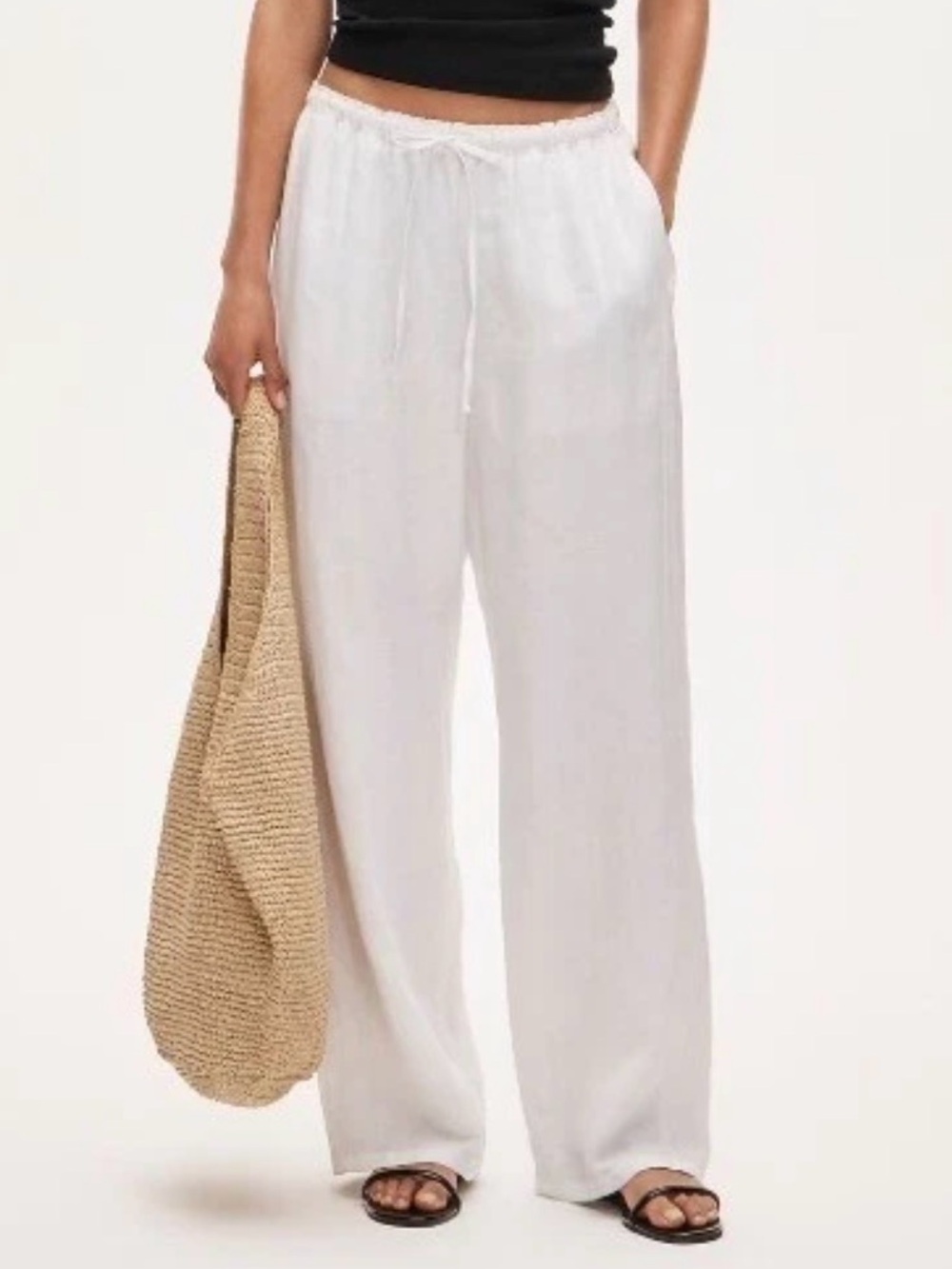 New J.Crew Womens Wide Leg Seaside Linen Pants SZ LT LARGE TALL Lagenlook 12/14